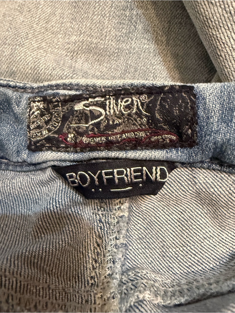 Silver Super stretch Boyfriend low rise distressed jeans - Picture 5 of 10